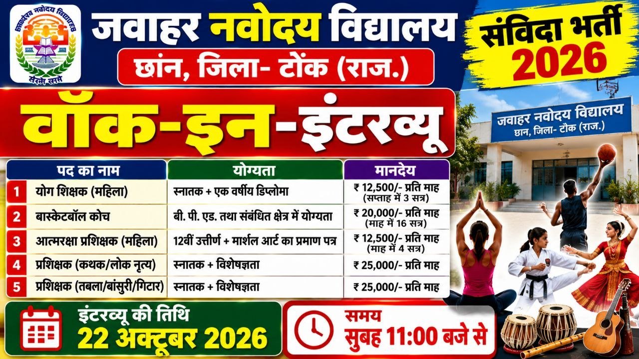 JNV Tonk Recruitment 2026