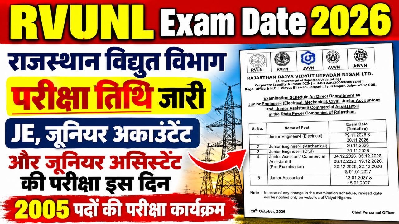 RVUNL Exam Date 2026