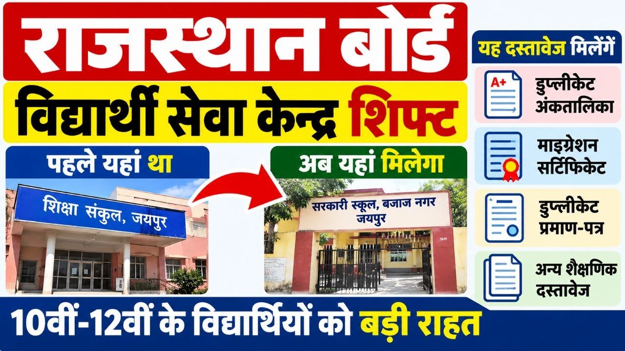 Rajasthan Board Student Service Center Change