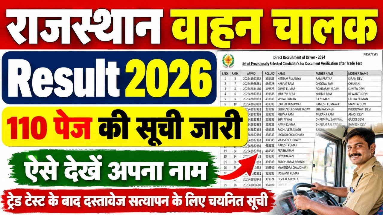 Rajasthan Driver Result 2026